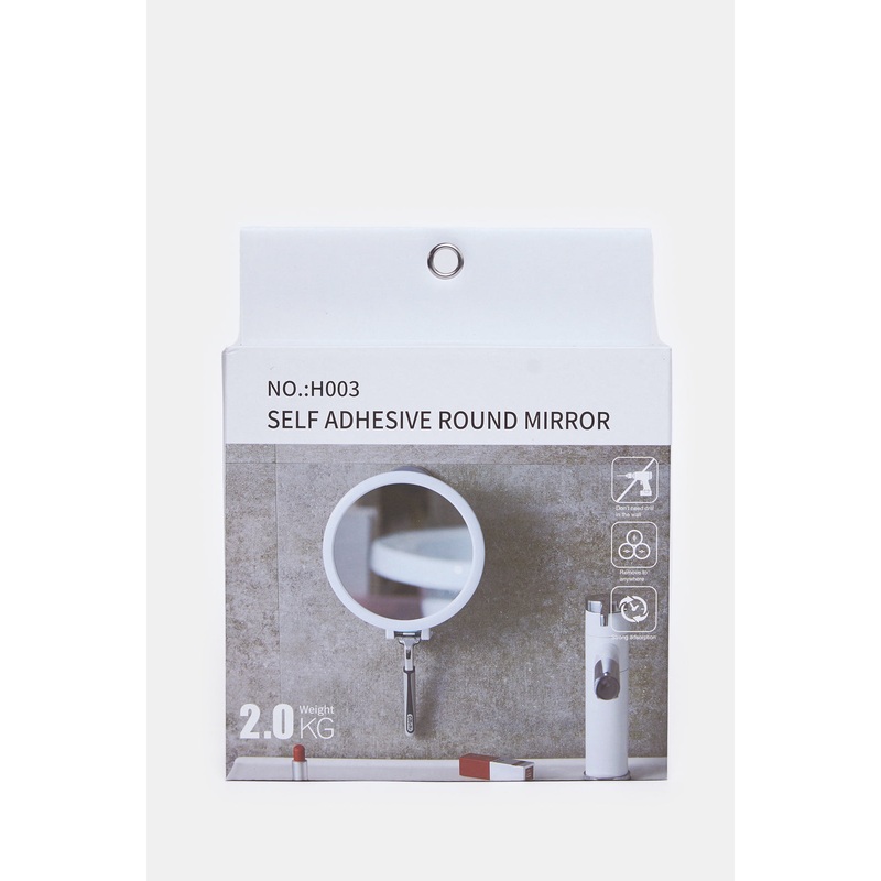 White Self Adhesive Round Mirror