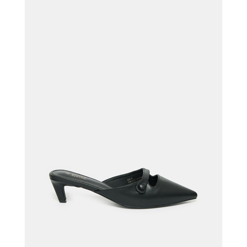 Women Black Button Trim Mule|EU36|EU37|EU38|EU39|EU40|EU41