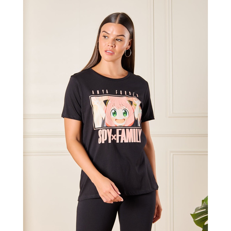 Women Black Spyxfam Printed T-Shirt