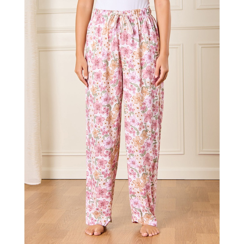 Women Cream Printed Pyjama Bottom