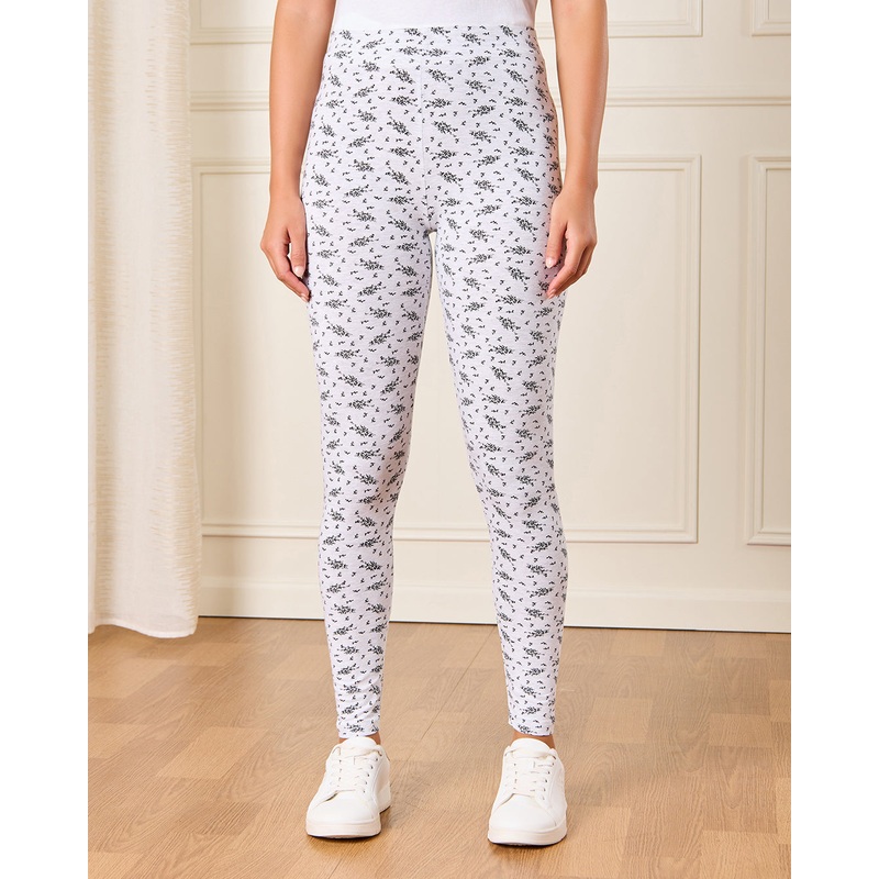 Women Ecru Printed Leggings|UK8|UK10|UK12|UK14|UK16|UK18