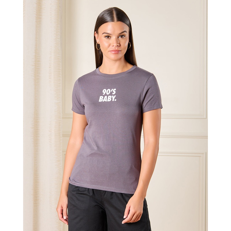 Women Grey 90’s Baby Printed T-Shirt
