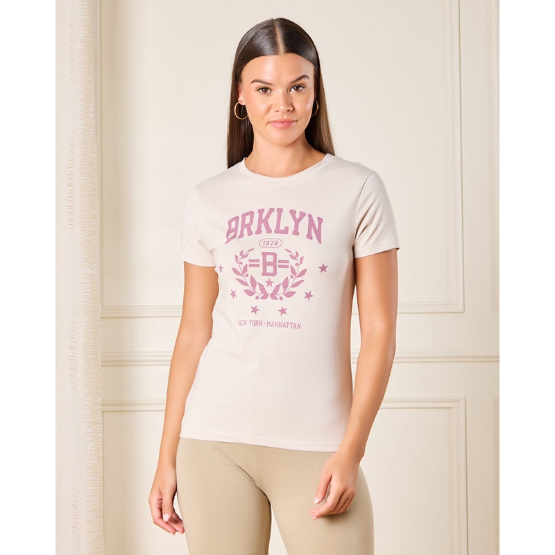 Women Ivory Brklyn Printed T-Shirt