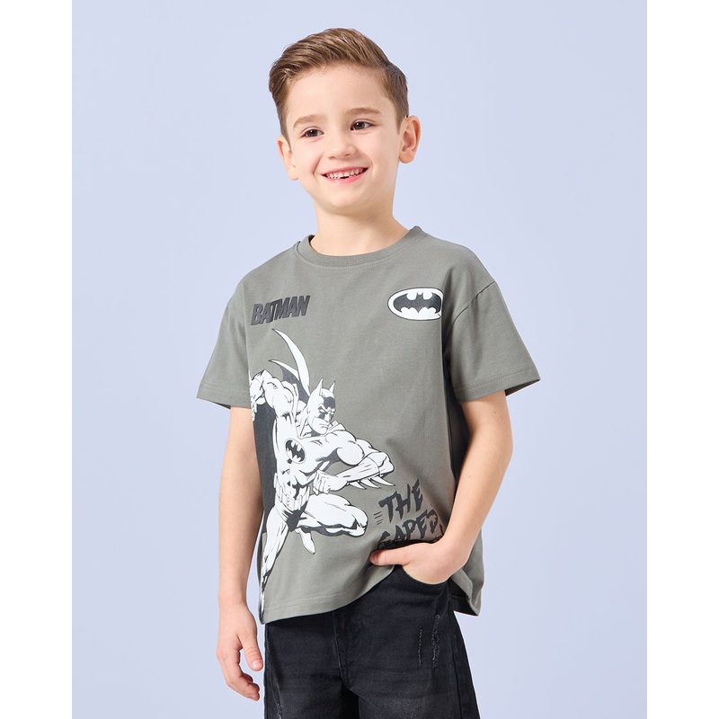 Boys Grey Batman Print T-Shirt