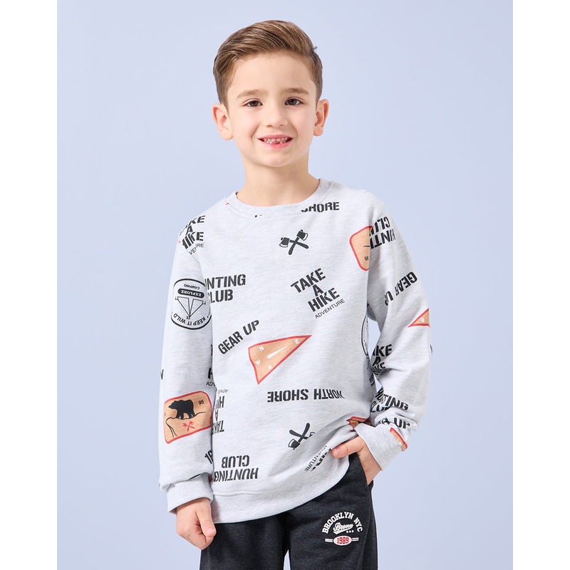 Boys Grey Printed Sweatshirt|2-3 Years|3-4 Years|4-5 Years|5-6 Years|6-7 Years|7-8 Years