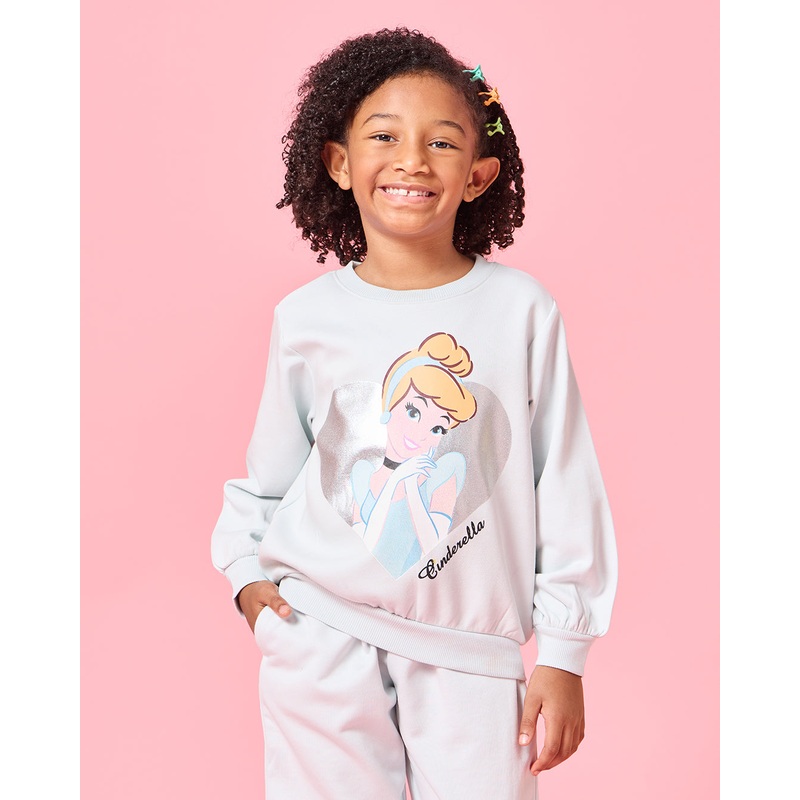 Girls Blue Cinderella Print Sweatshirt