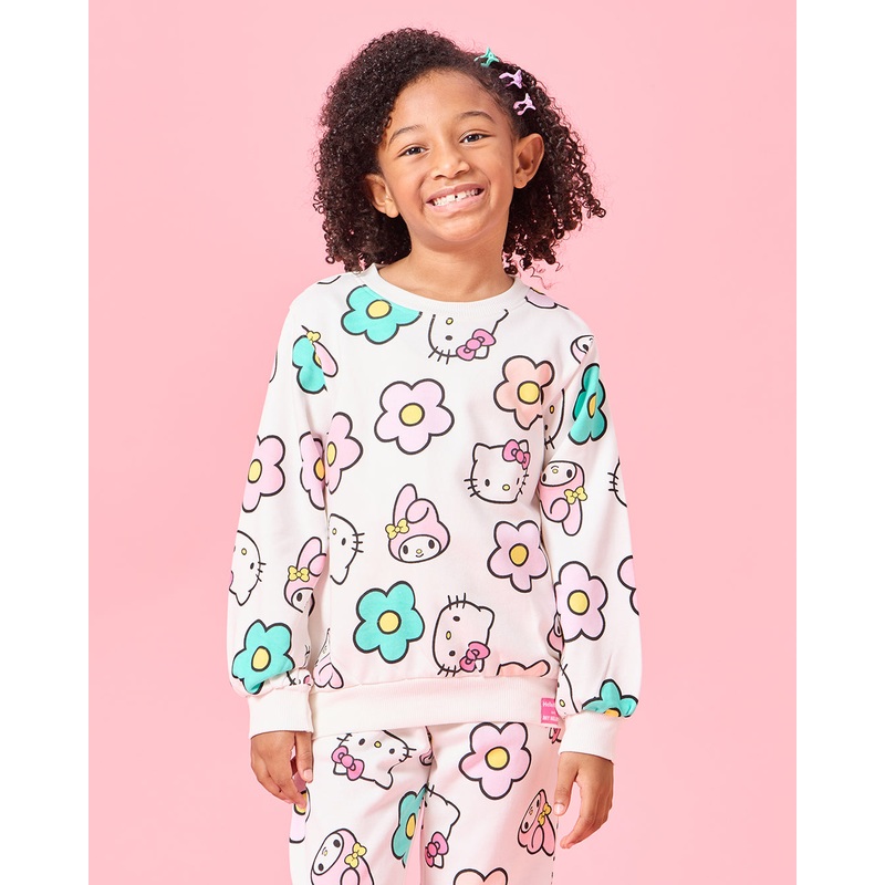 Girls Ivory Hello Kitty Print Sweatshirt
