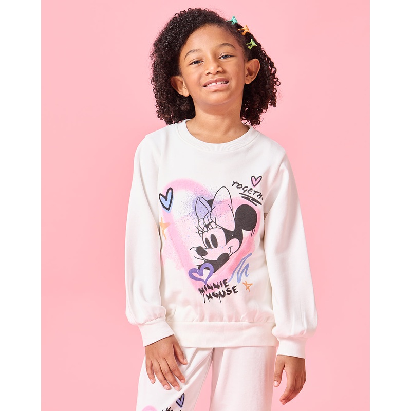 Girls Ivory Minnie Mouse Print Sweatshirt