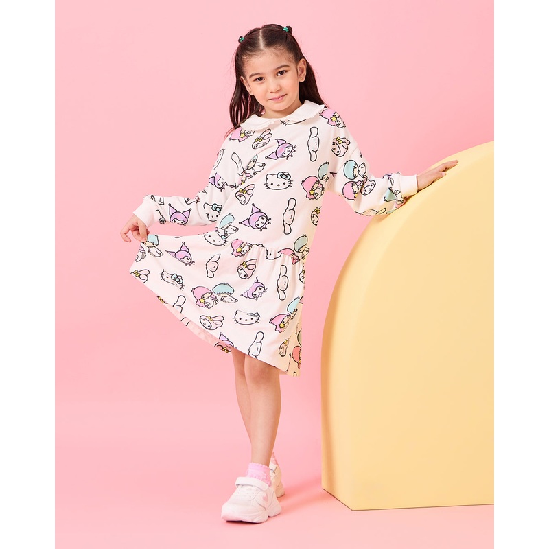 Girls White Hello Kitty And Friends All Over Print Dress