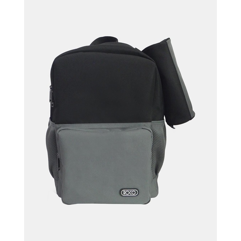 Roco Black And Grey 2 Tone Bag Backpack With Pencil Case (17 Inch)