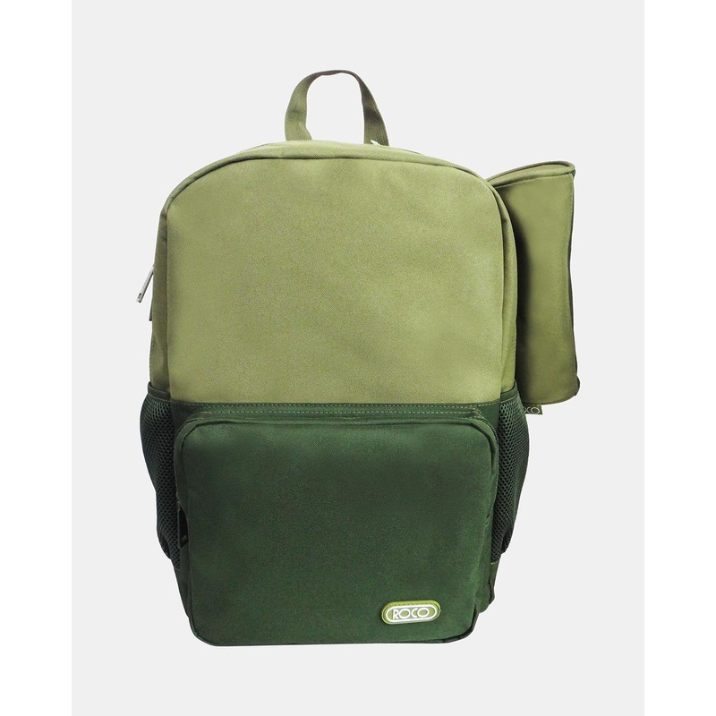 Roco Green 2 Tone Backpack With Pencil Case (17 Inch)