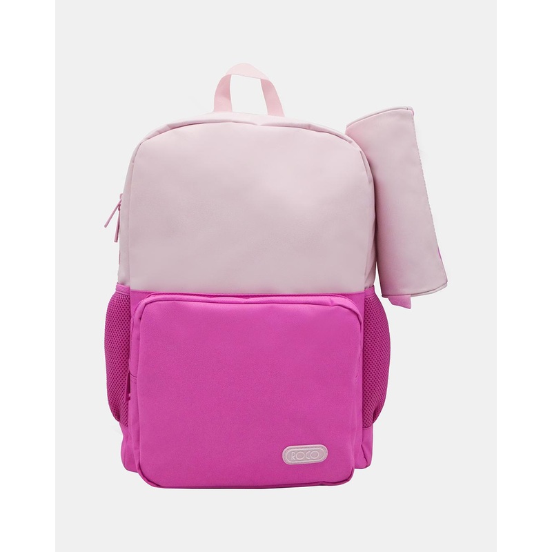 Roco Pink 2 Tone Bag Backpack With Pencil Case (17 Inch)