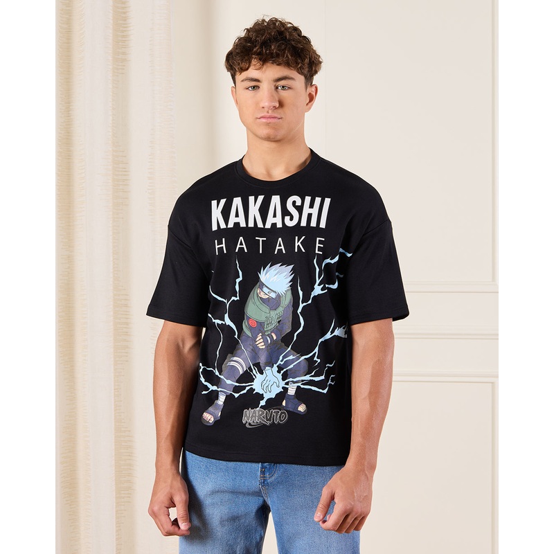 Senior Boys Black Kakashi Hatake Naruto T-Shirt