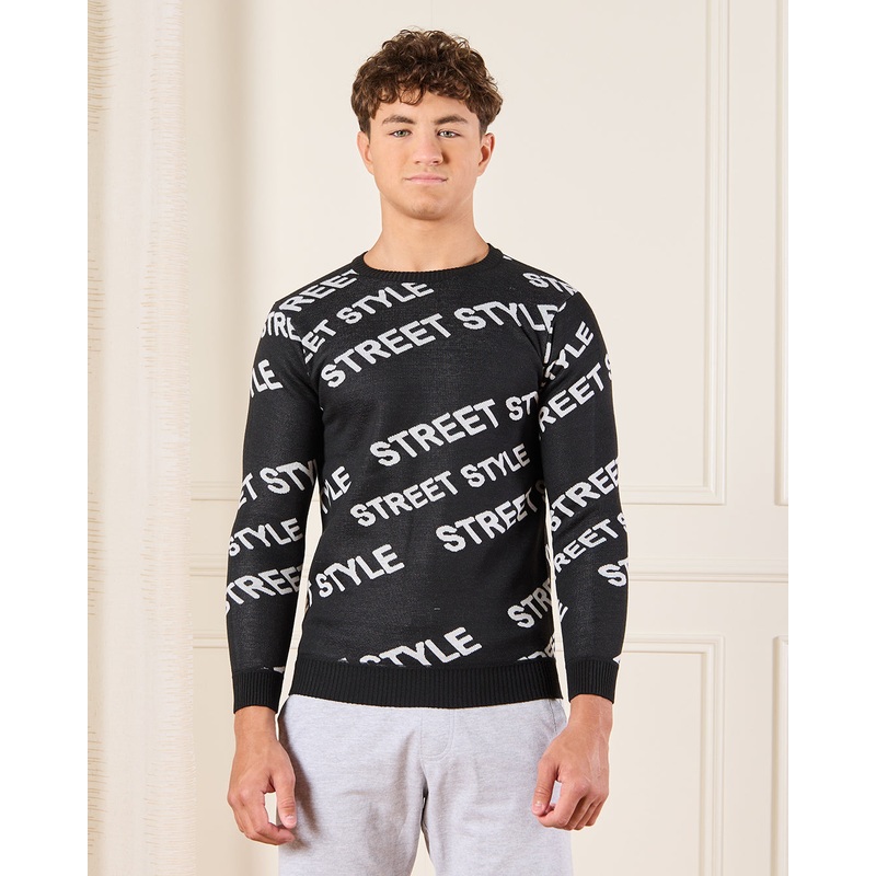 Senior Boys Black Street Style Pullover