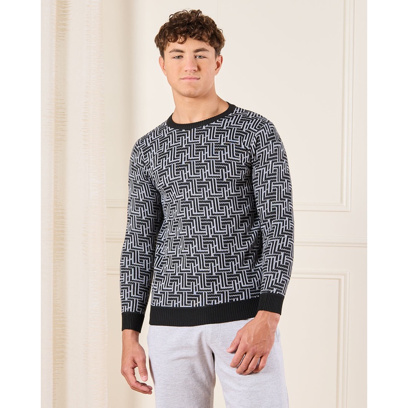 Senior Boys Grey Print Pullover