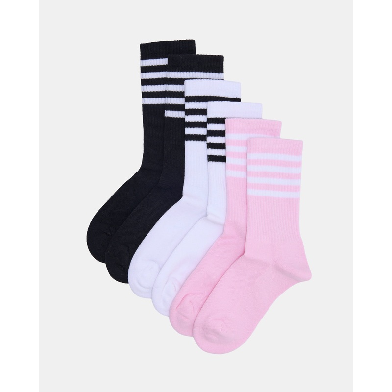 Senior Girls Assorted Crew-Length Socks Set (3 Pairs)