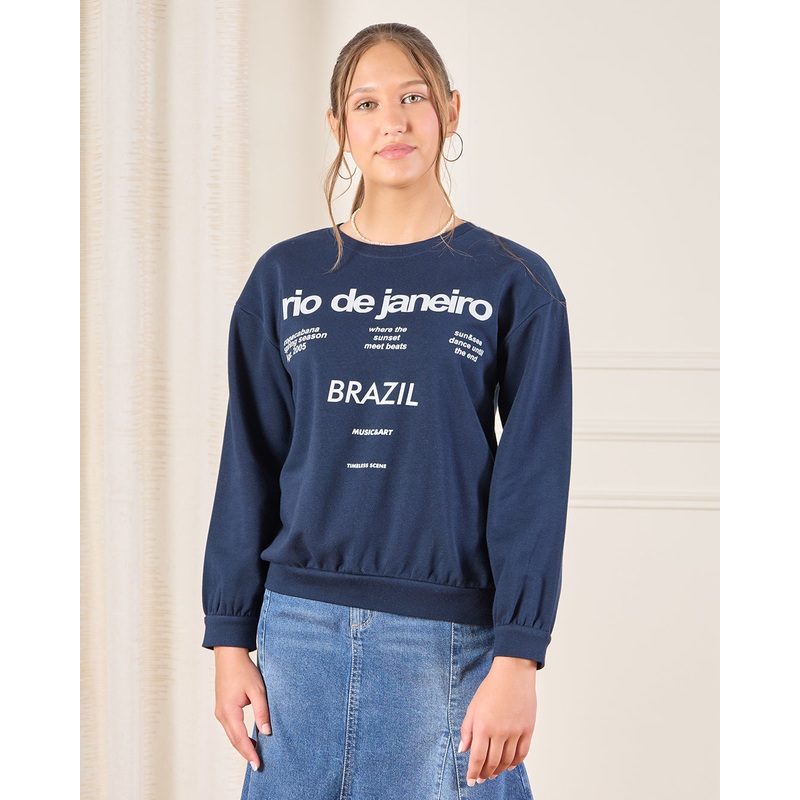 Senior Girls Navy Printed Sweatshirt