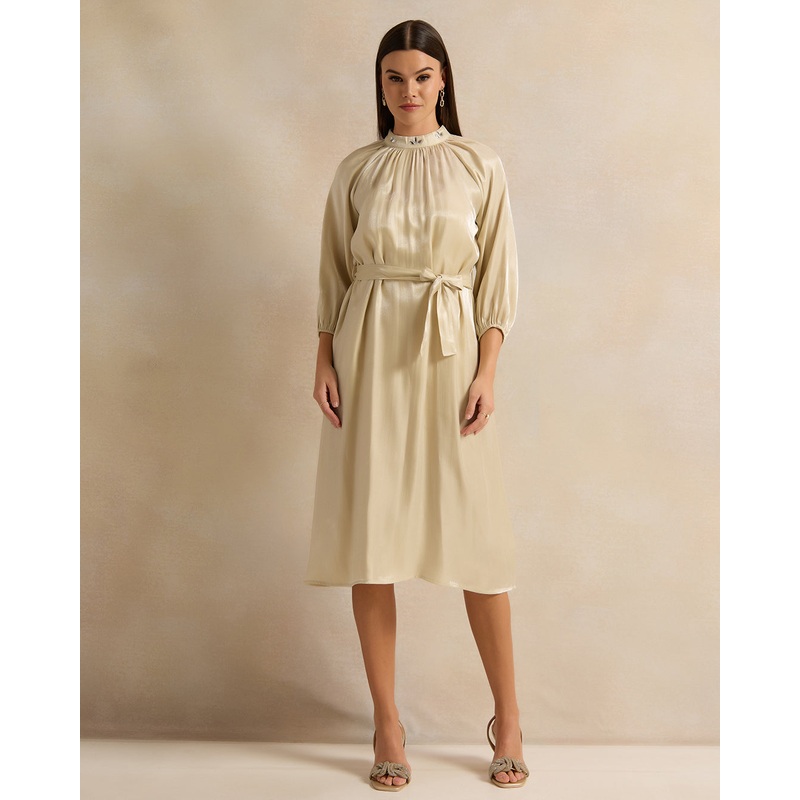 Women Beige Metallic Midi Dress- KWR wrongly mapped with LWR