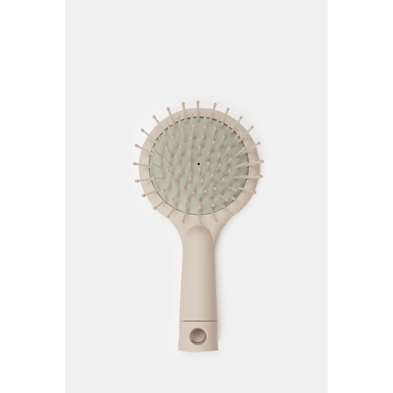Women Pink Plain Hair Brush With Mirror