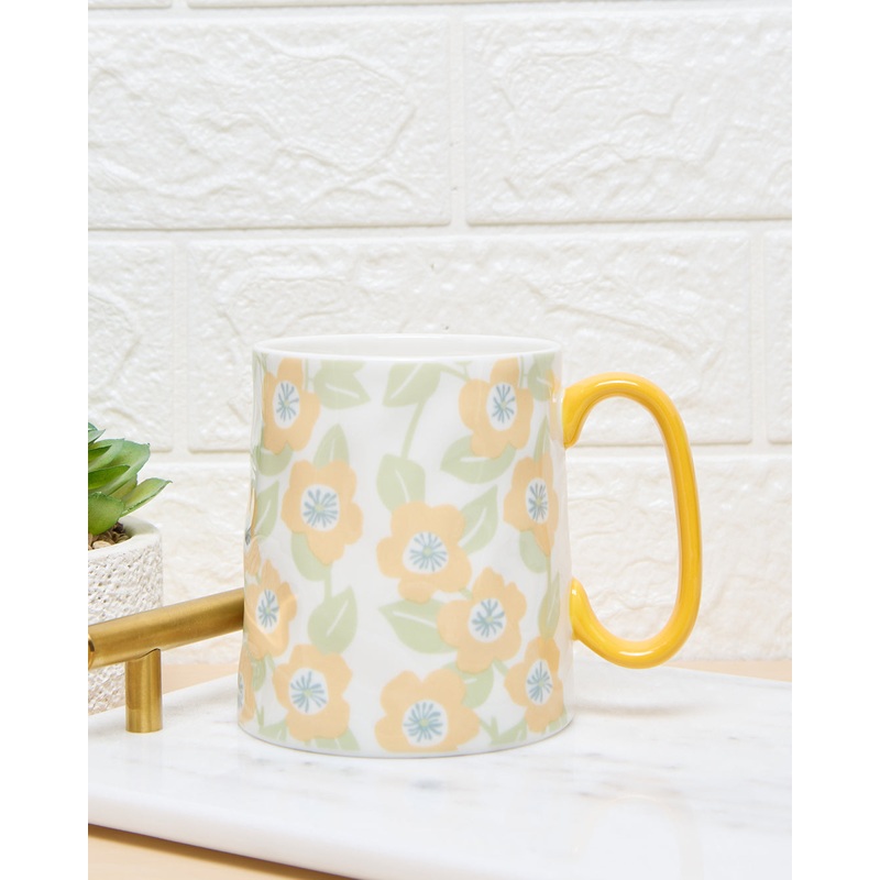 Yellow Floral Print Mug