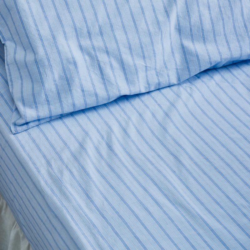 Pale Blue Favourite Shirt Stripe Cotton Fitted Sheet
