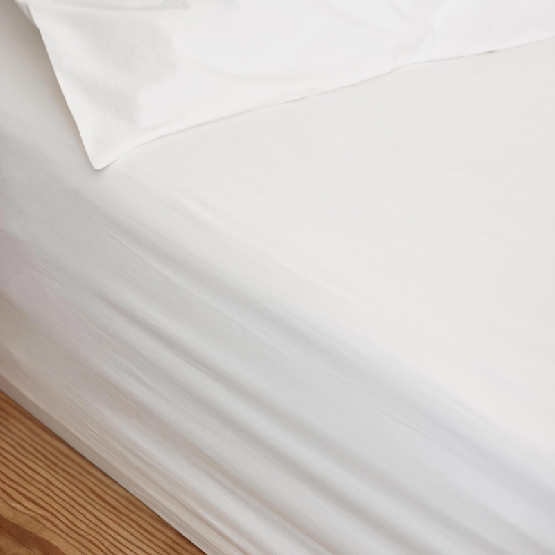 White Washed Cotton Percale Fitted Sheet