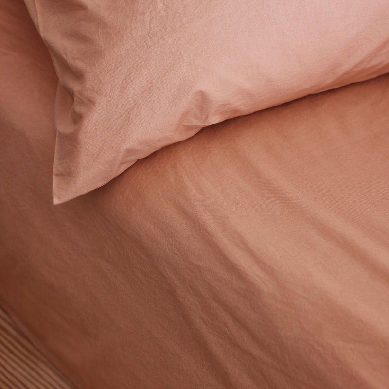 Blush Pink Washed Cotton Percale Fitted Sheet