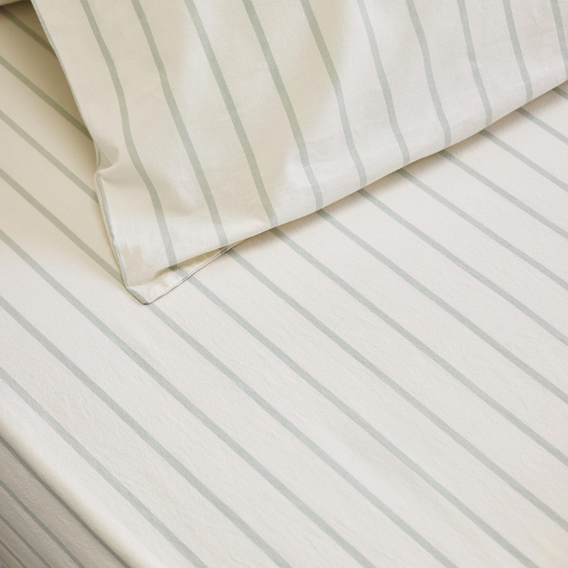 Mellow Green Slumber Stripe Cotton Fitted Sheet