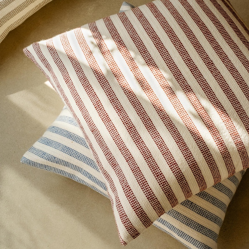 Rust Red Pembroke Stripe Wool Cushion Cover
