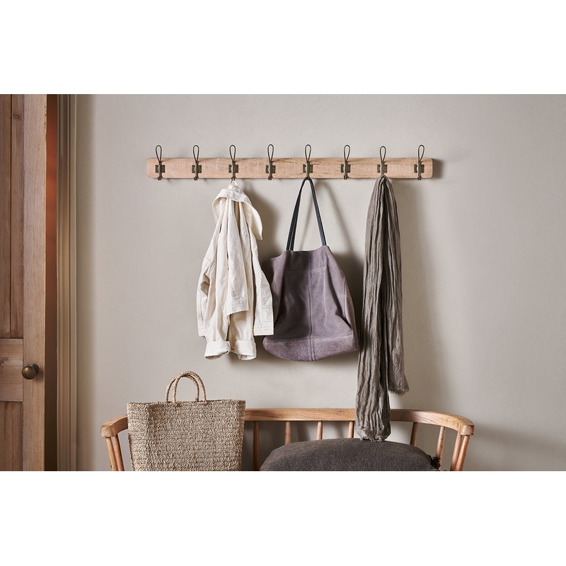 Ankita Mango Wood & Iron Hooks – Natural & Antique Brass – Large