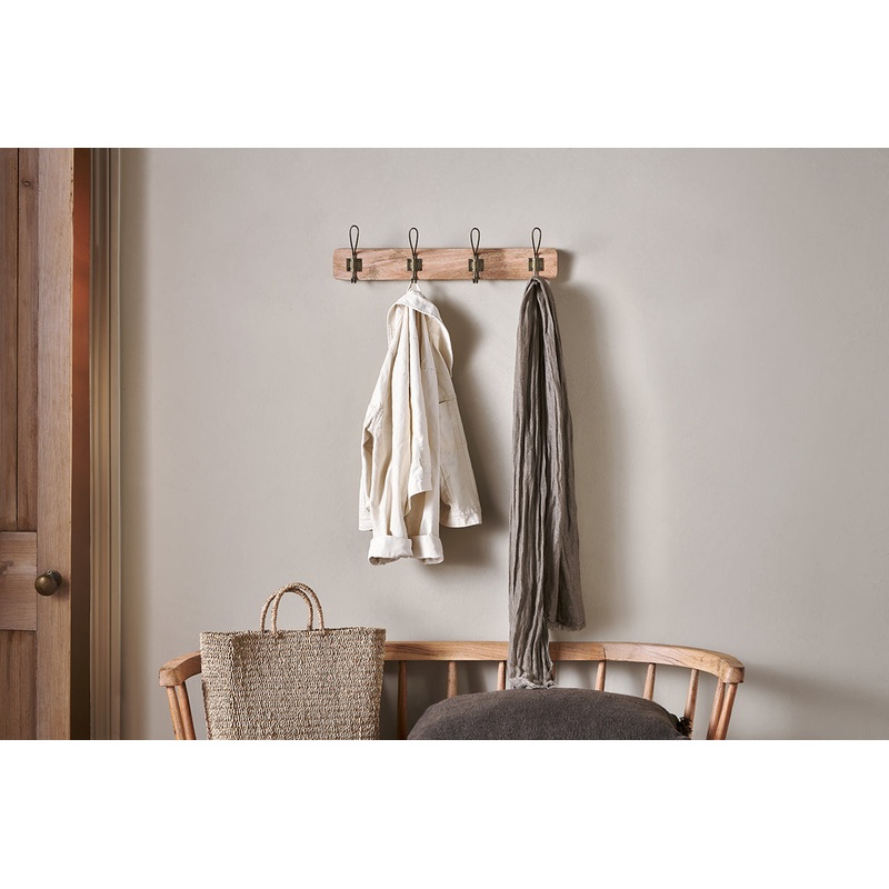 Ankita Mango Wood & Iron Hooks – Natural & Antique Brass – Small
