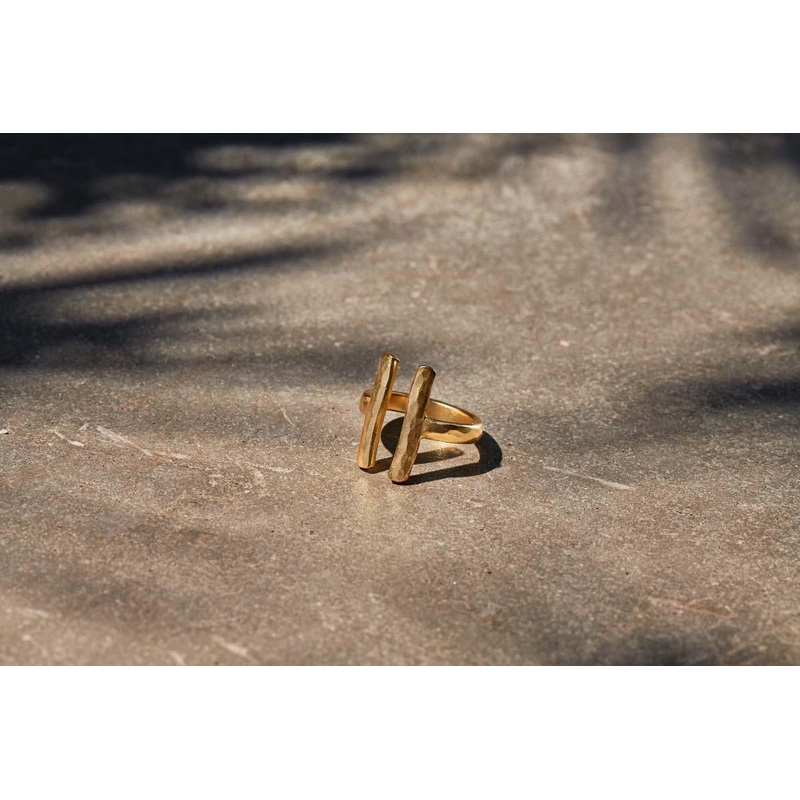 Atili Double Bar Ring Band|Gold|One Size