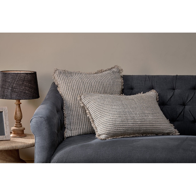 Gili Linen Cushion Cover – Dark Green & Natural