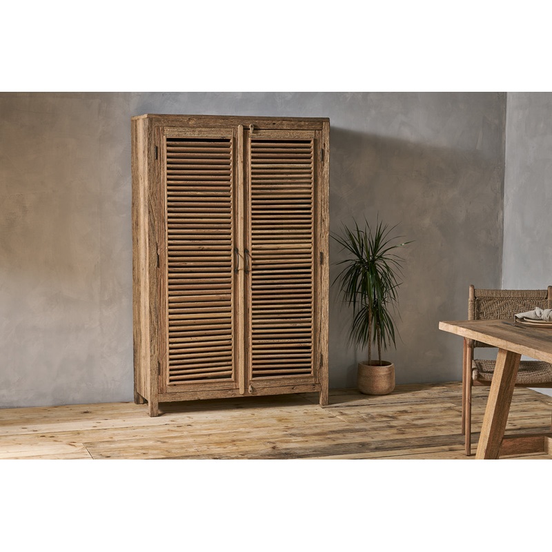 Ibo Reclaimed Wooden Slatted Cabinet  Natural – Large