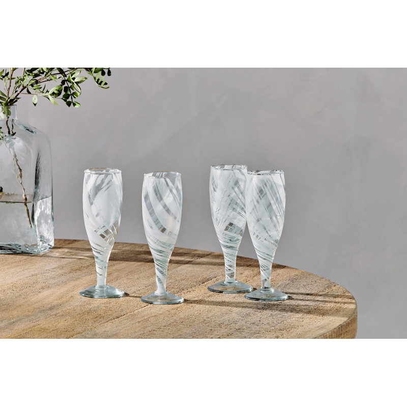 Lohara Champagne Glass – White (Set of 4)