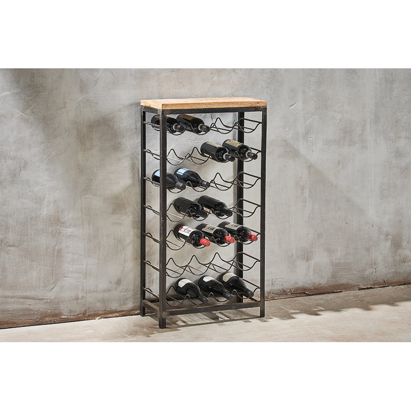 Obra Industrial Wine Rack – Mango Wood & Iron – Large