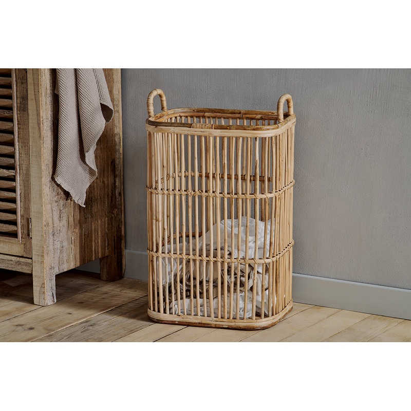 Rammi Rattan Tall Laundry Basket – Natural