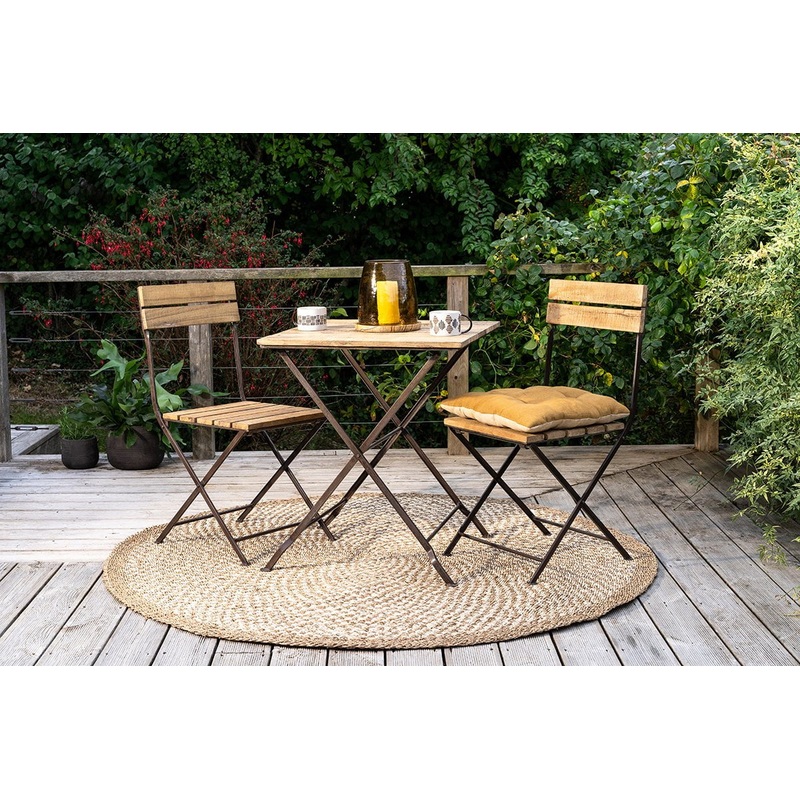 Rishikesh Reclaimed Wood & Iron Folding Chairs – (Set of 2)