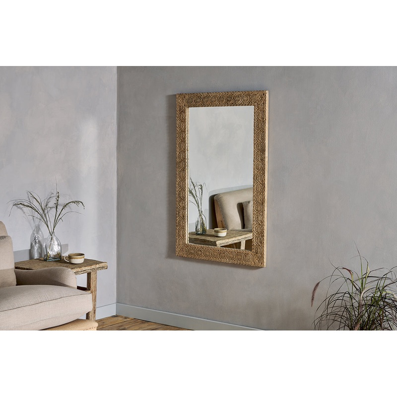 Tannir Mango Wood Carved Mirror – Natural