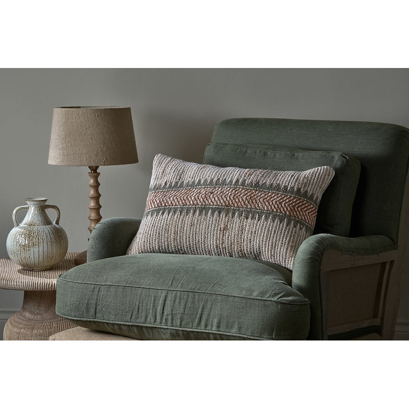 Zairya Jute & Cotton Cushion Cover – Natural & Rust