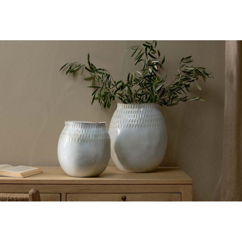 Anjuna Reactive Glaze Ceramic Vase – Off White