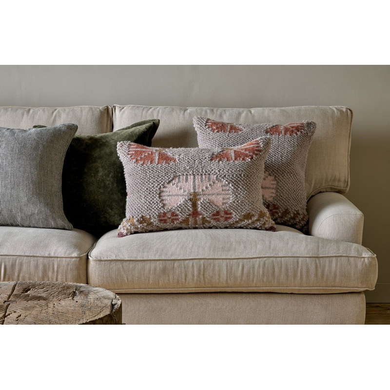 Bagru Wool & Cotton Cushion Cover – Soft Grey