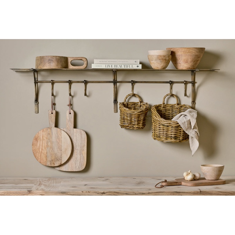 Basti Iron Storage Shelf – Antique Brass