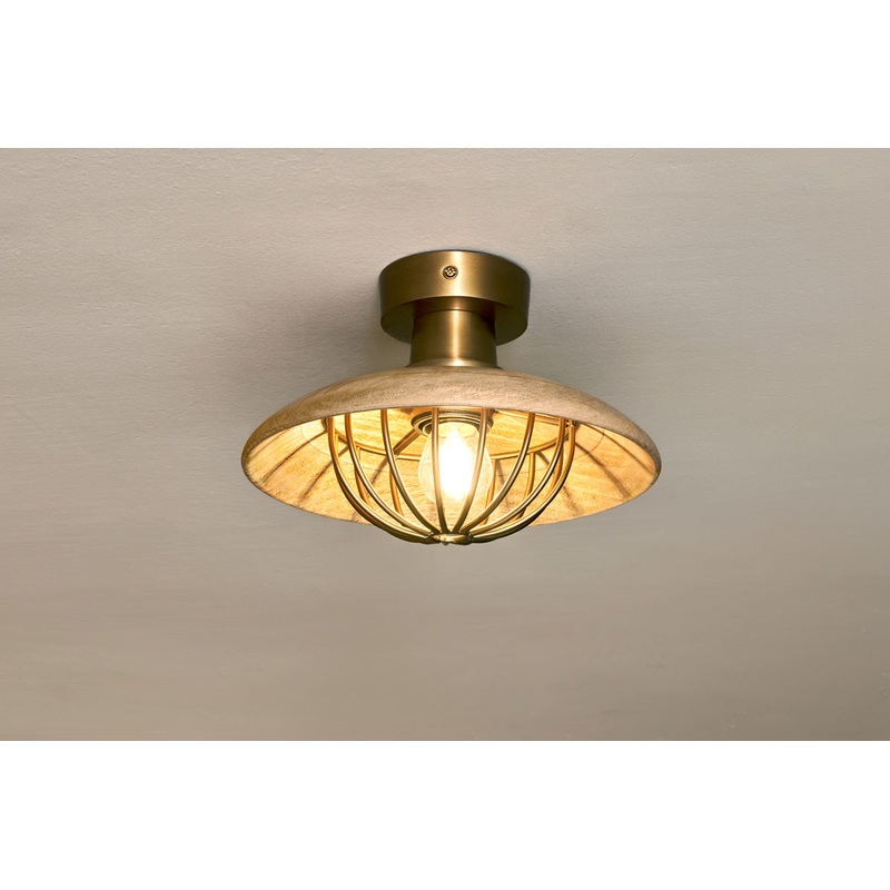 Chakai Wood & Metal Flush Ceiling Light