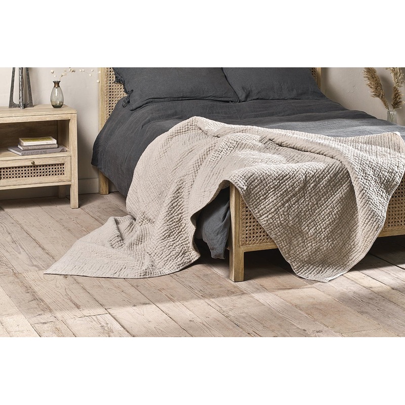 Deuli Linen Bed Quilt – Natural