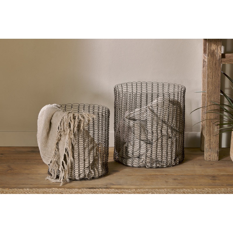 Gosaba Iron Basket – Aged Brass (Set of 2)