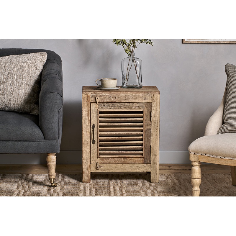 Ibo Reclaimed Wooden Slatted Cabinet  Natural – Small