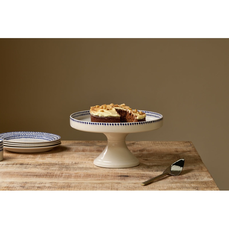Indigo Drop Ceramic Stand|Cream & Indigo|One Size
