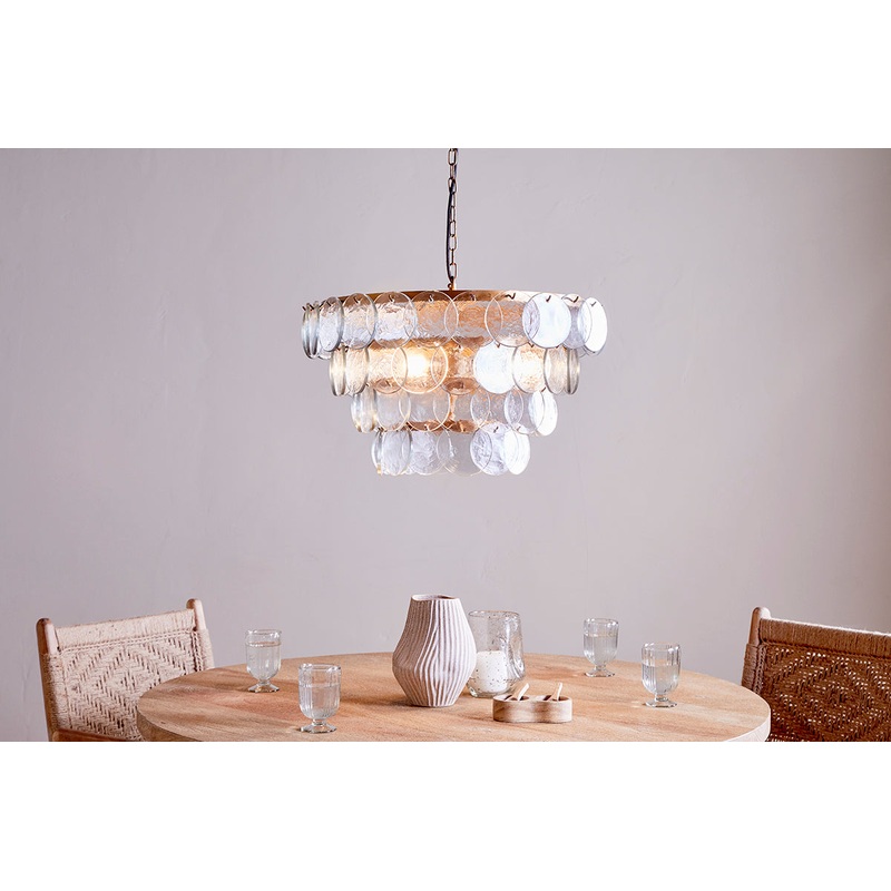 Kagitha Recycled Glass Statement Chandelier – Antique Brass & Clear
