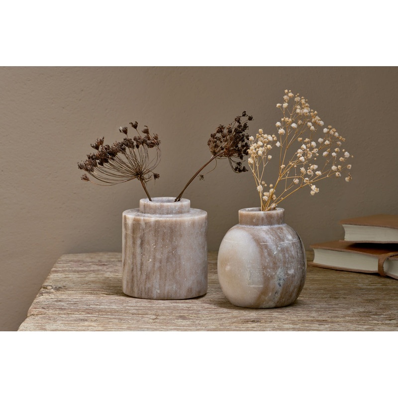 Khari Marble Vase – Grey|Beige|Round|Cylinder